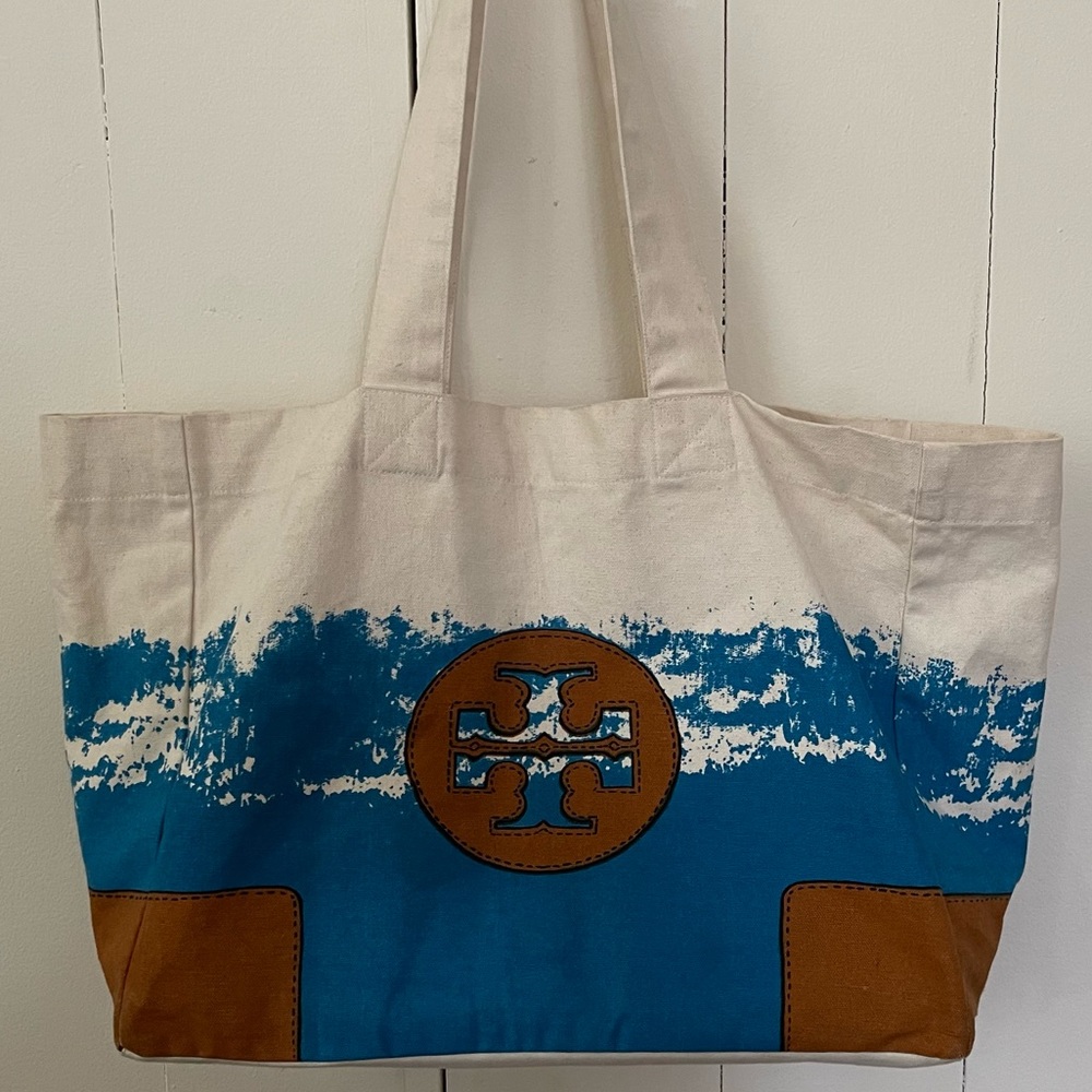 TORY BURCH Graphic canvas tote bag - EUC